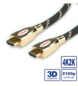 Roline HDMI Kábel  M/M 2m, High Speed+Ethernet UHD, 4k, Gold,